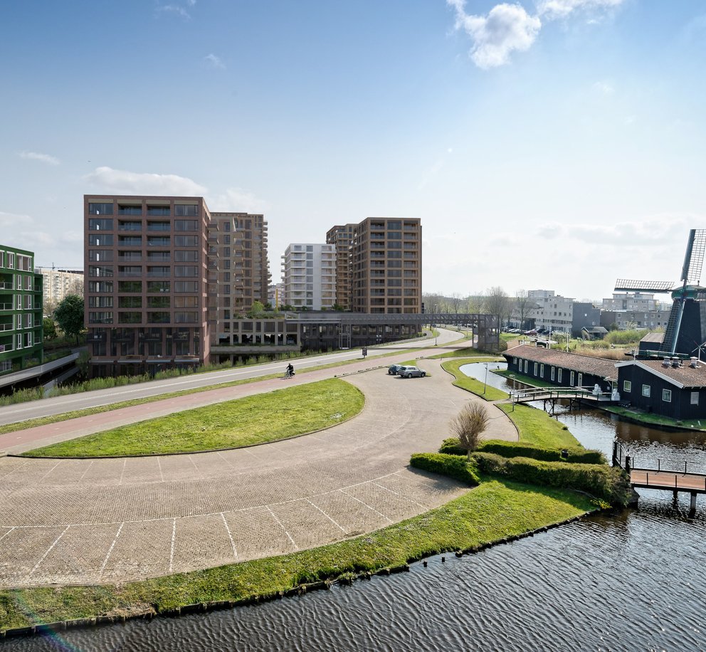Een artist impression van project Zaanse Helden in Zaandam.