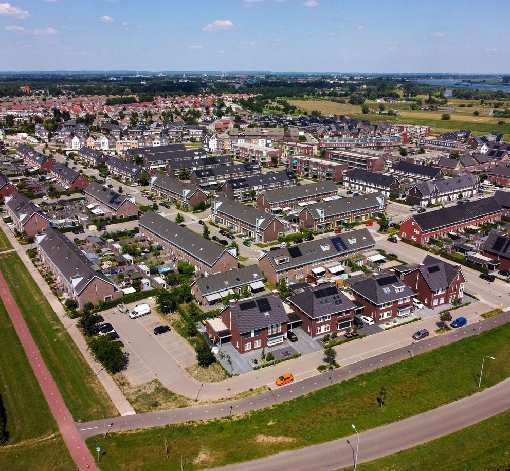 De wijk Passewaaij in Tiel bovenaanzicht