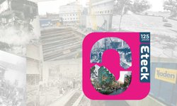 Het 125-jarig jubileumlogo en op de achtergrond een verzameling van historische foto's