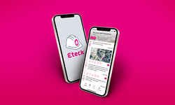Plaatje van twee telefoons met Eteck app