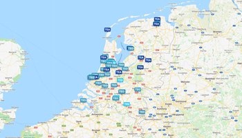 Kaart van Nederland met projecten met aquathermie (TEO, TED en TEA)