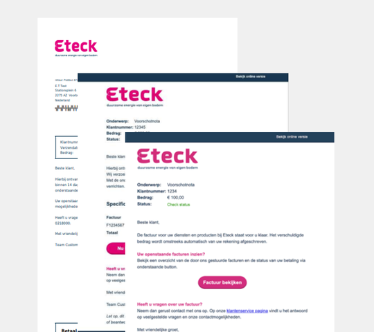Voorbeeld van Eteck voorschotnota