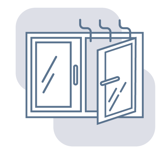 Het icoon voor ventilatie van een woning