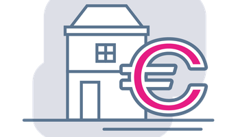 Icoon van een huis met een euro teken