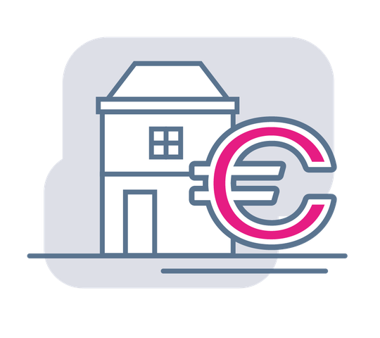 Icoon van een huis met een euro teken